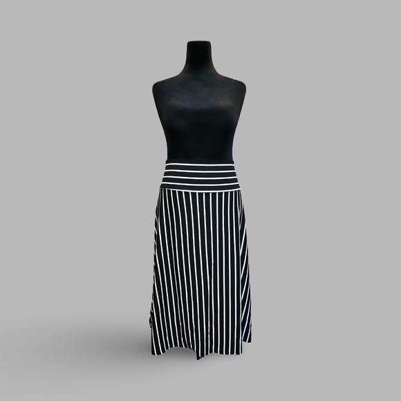 Bella Flore Striped Midi A-Line Skirt / Strapless Dress Punk Goth Rockabilly - Picture 2 of 7